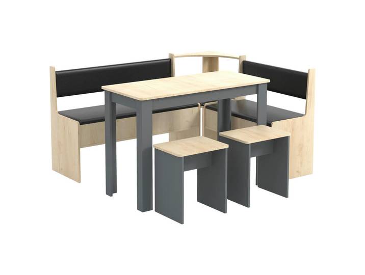 Mid.you Eckbankgruppe, Anthrazit, Holzwerkstoff, Wange, 153x115 cm, in verschiedenen Holz-Dekoren erhältlich, Esszimmer, Bank, Tisch- & Eckbankgruppen