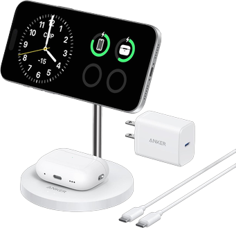 Anker MagGo Wireless Charger (2-in-1, Stand, 40W Adapter Included)