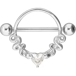 Chirurgenstahl Nippelpiercing KRISTALLHERZ + 2 SCHLANGEN
