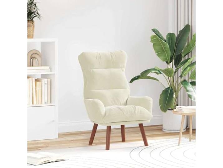 Sessel Creme 69 x 74 x 93 cm Samt Gummibaum-Beine,Polyester-Polsterung,minimalistisches Design,Wohnzimmer,Büro,Schlafzimmer