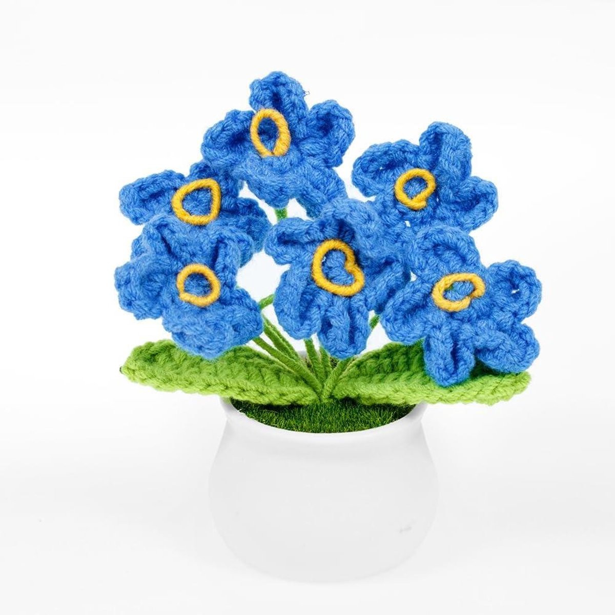 Handgeweven Gehaakte Bloemen Decoratie Myosotis Blauw - 1 Stuks