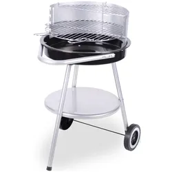 WellHome - Halbrunder Hibachi-Grill aus Stahl mit einem 425 x 3 mm großen Grillrost.