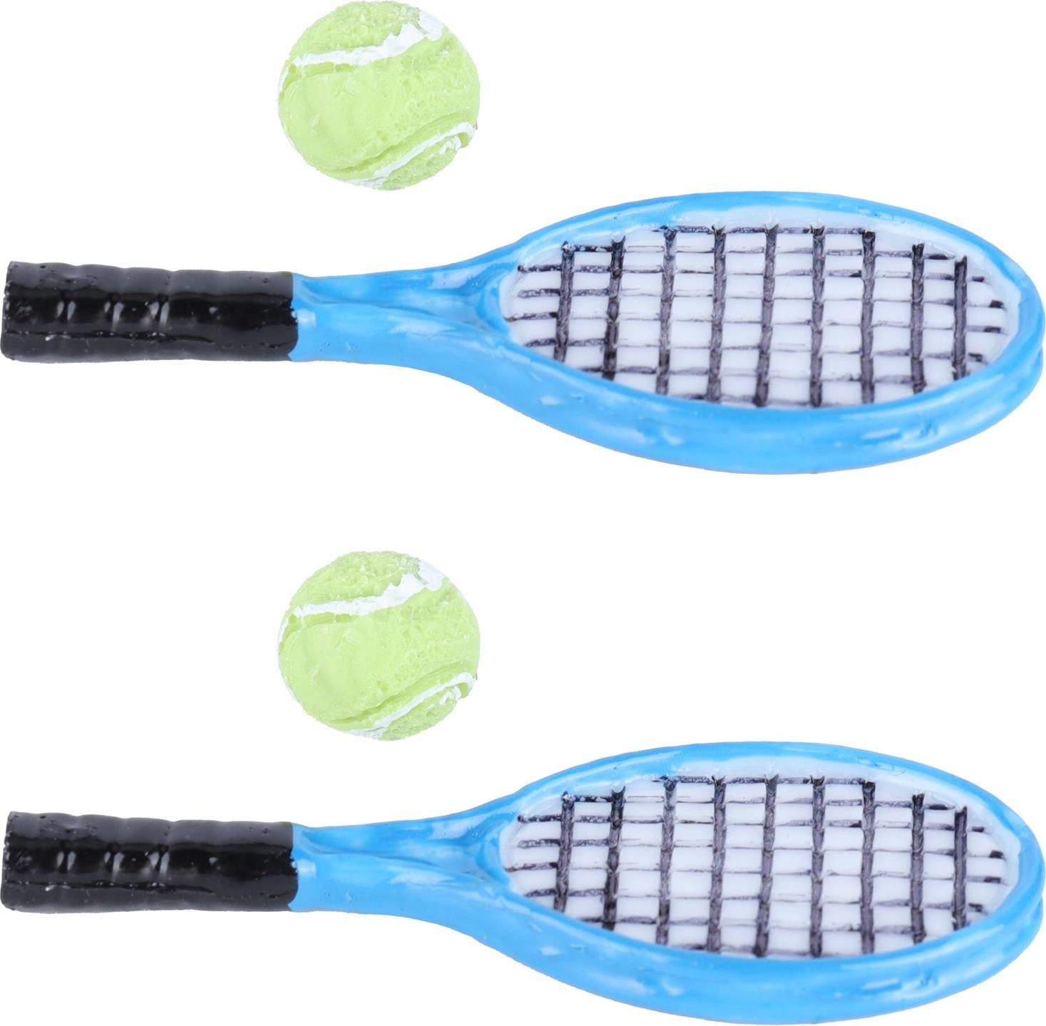 Gistuch Tennisracket voor poppenhuis, miniatuur sportaccessoire voor decoratie