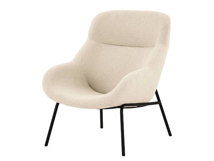 Fauteuil Tantia Blanc/Crème/Noir Tissu Bouclé Nola 73 x 102 x 92cm
