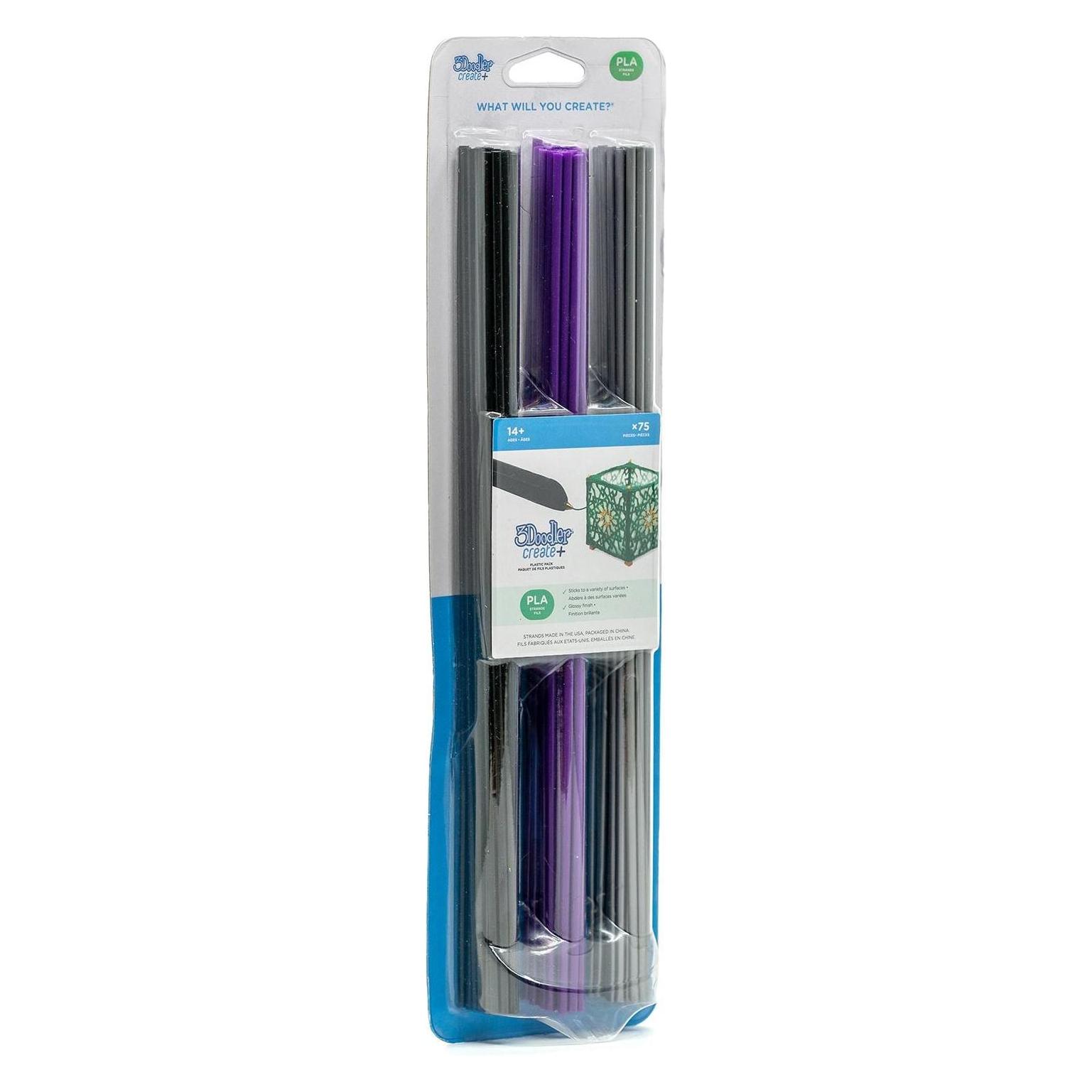 3Doodler Create+ Filament 75 PLA violett schwarz grau/"Night Sky Mix/" (PLA, 184 g, 3 mm) (PL-NIGHT-75)