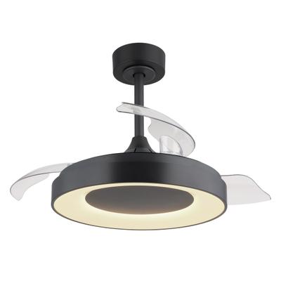 GLOBO LIGHTING Deckenleuchte "ELINA", schwarz (grau matt), 1 Stk., Leuchten, Ventilator / Schlafzimmer / Wohnzimmer / Arbeitszimmer/ rund /3 Flügel, Deckenleuchte