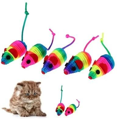 Inspire Essentials Colorful Plush Mouse Cat Toy Set With Squeaker Sound Colorful Plush Mouse Cat Toy Set With Squeaker Sound