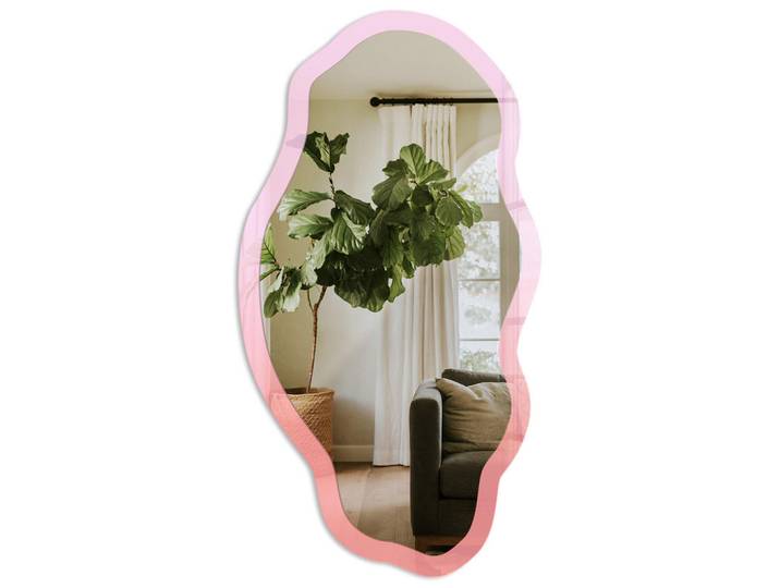 Tulup Spiegel 90x45 cm asymmetrisch mit Druck - Sanfter Gradient, Transparent, Glas, Organisch, 45x90x0.4 cm, Spiegel, Wandspiegel