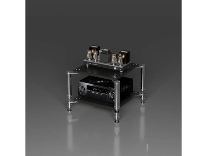 YHTCSXMD HiFi Rack, Audio Rack, 1–4 Ebenen mit dicken Holzablagen Modulares Design mit Entkopplungsspitzen für Verstärker und HiFi-Geräte, ideal für Medienbereiche und HiFi-Hörräume