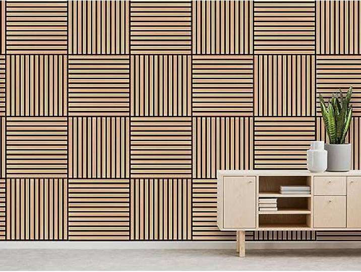 JANGAL Modular Wall Akustikpaneel, Echtholz Furnier Eiche (52x52 cm), Modulares Wandpaneel, mit recyceltem PET-Filz, zum Kleben oder Schrauben, Wandverkleidung, Wand Deko (Davert Oak Furnier)