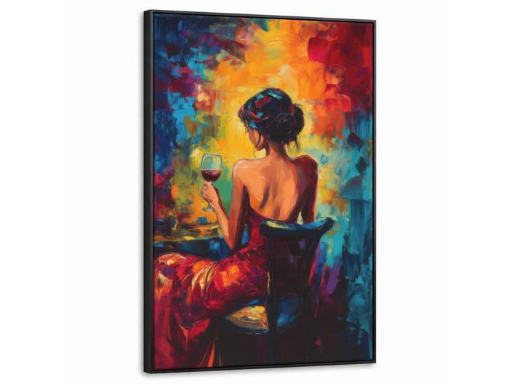 MuchoWow Leinwand Bilder mit Rahmen - Wein - Frau - Stimmungsvoll - Farbenfroh - 60x90, Bordeaux, Rechteckig, 60x90 cm, gerahmt, Bilder & Rahmen, Bilder, Leinwandbilder