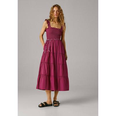 Maxikleid PEPE JEANS "Kleid AVRIL DRESS", Damen, Gr. XS, Normalgrößen, pink (cranberry pink), 100% Baumwolle, Kleider Maxikleid