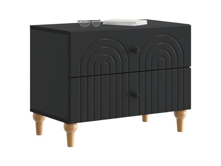 KTHLBRH Schwarzer Nachttisch 62 x 34,5 x 48 cm aus technischem Holz 2 Schubladen, großer Raum, modernes Design, einfache Wartung, vielseitige Verwendung