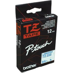 Brother P-Touch Band TZe-233  blau auf weiß  12mm / 8m  laminiert