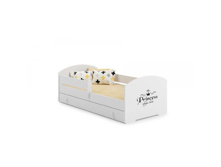 Lit enfant 160 x 80 cm + sommier + matelas + tiroir + barrière de protection