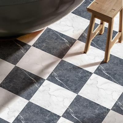 Art3d 12'' x 12'' Peel and Stick Vinyl Floor Tiles,Self Adhesive Flooring,30 Sq. Ft, Black & White Marble (15 Tiles per Color)