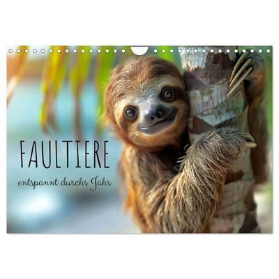 Faultiere - entspannt durchs Jahr (Wandkalender 2027 DIN A4 quer), CALVENDO Monatskalender