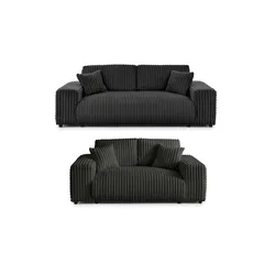 S-STYLE Polstergarnitur 2er-Set  Mollis , grau , Maße (cm): B: 213 H: 79