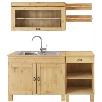 Pantryküche HOME AFFAIRE "Oslo", beige (küche: natur, korpus: natur gebeizt, gewachst, arbeitsplatte: natur gebeizt, gewachst), B:150cm T:50cm, Komplettküchen-Sets, Breite 150 cm, ohne E-Geräte