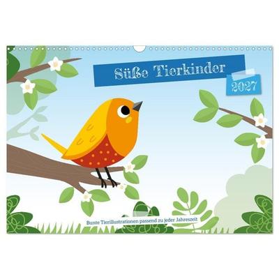 Süße Tierkinder (Wandkalender 2027 DIN A3 quer), CALVENDO Monatskalender
