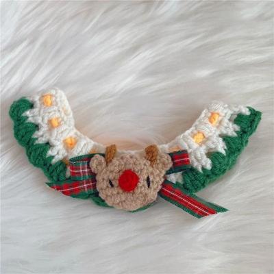 Inspire Select Christmas Pet Collar Scarf Lace Knitted Wool Neckwear For Cats & Dogs, Festive Holiday Accessory jungle Fawn xs