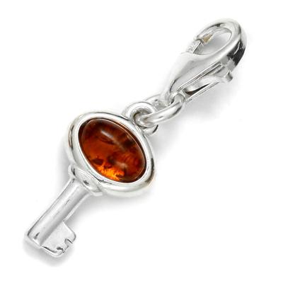Kettenanhänger OSTSEE-SCHMUCK "Ostsee-Schmuck Charm-Einhänger Schlüssel", weiß, Schmuckanhänger, Damen, 24x8mm, Silber 925 (Sterlingsilber), 1,3 g, Kettenanhänger