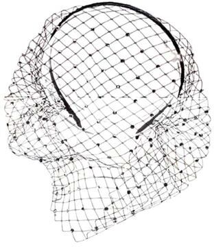 Fabled Fashion Studio Retro Rhinestone Bridal Veil Headband And Face Net Mask black
