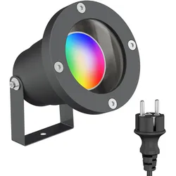 ledscom.de LED Gartenstrahler DUK anthrazit für außen, IP65, inkl. smart Home RGBW GU10 LED Lampe (5,5W, 473lm)