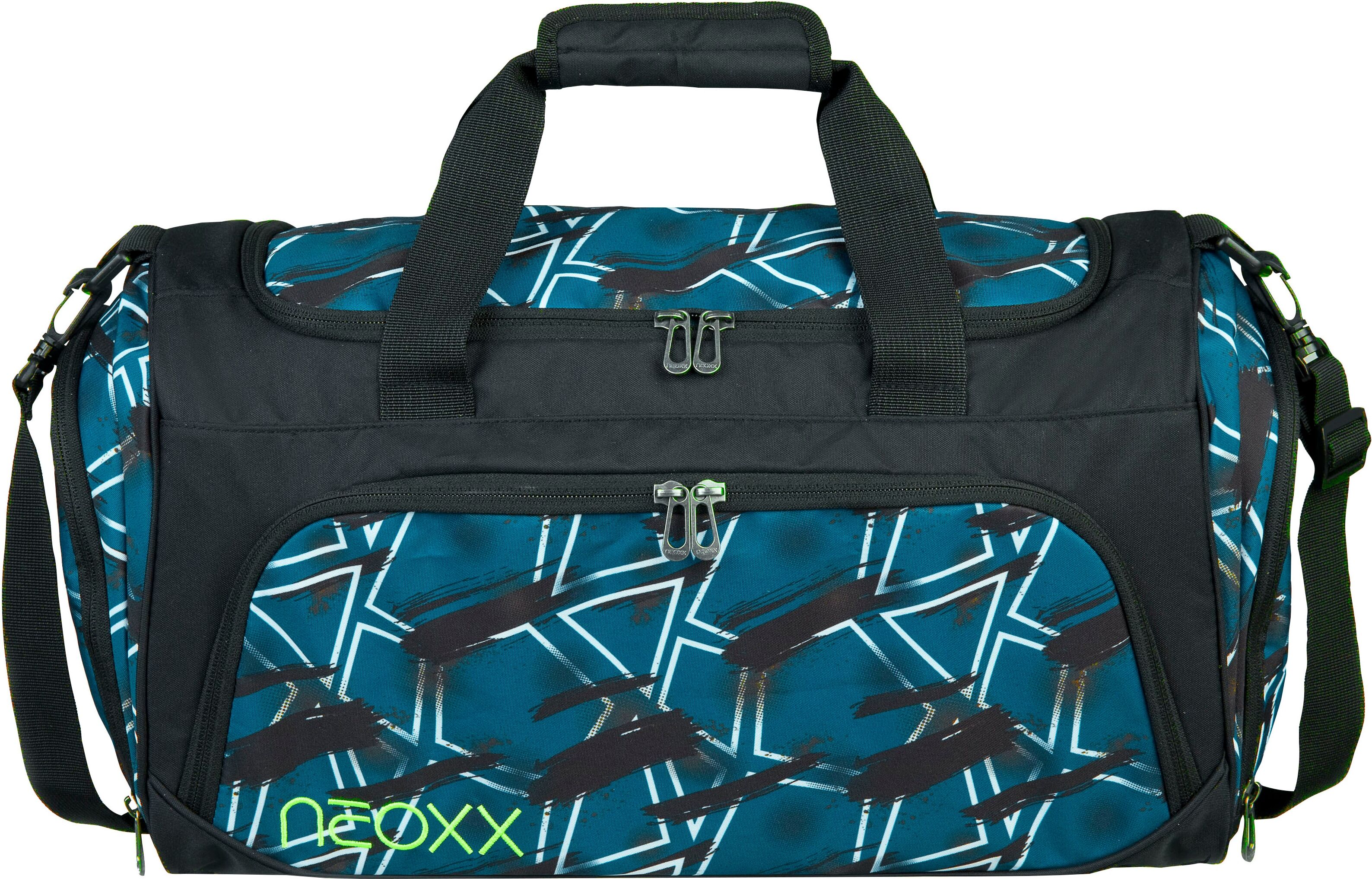 Sporttasche NEOXX "Move", Damen, Gr. B/H/T: 43cm x 26cm x 24cm, blau (flash yourself), Polyester, Taschen Sporttasche, teilweise aus recyceltem Material flash yourself B/H/T: 43cm x 26cm x 24cm