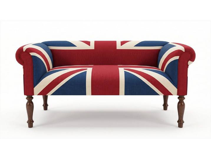 JVmoebel Chesterfield-Sofa 2-Sitzer Sofa Union Jack British Style Vintage Retro Rot Blau Holz, 1 Teile, Union Jack Design