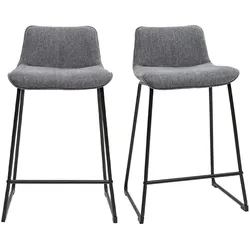 Barhocker grauer Stoff mit Samteffekt und Metall H65 cm (2er-Set) BOOST