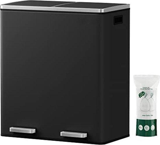 Abfalleimer 60 Liter - Mit Softclose und zwei herausnehmbaren Behältern