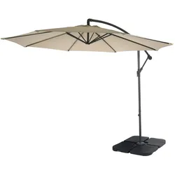 Décoshop26 - Freiarm-Sonnenschirm Sonnenschutz Ø 3 m neigbar Polyester/Stahl 11 kg cremefarben mit Ständer 04_0000942