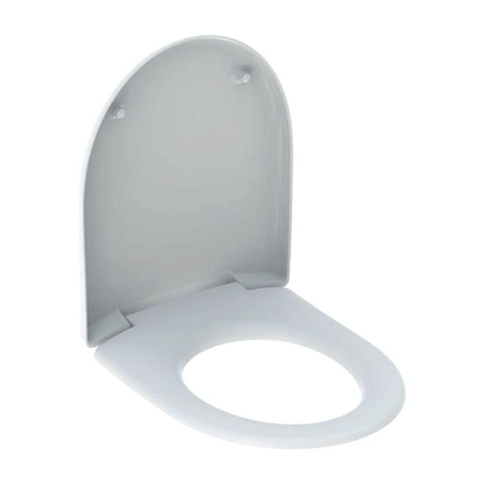 Geberit Renova WC-Sitz 573035000 ohne Absenkautomatik, Befestigung unten, Scharniere Edelstahl, antibakteriell, weiß