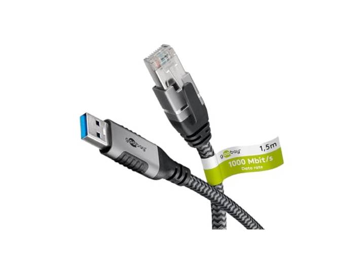 Goobay 70498 USB-A naar RJ45 ethernet CAT 6-kabel voor stabiele bekabelde internetverbinding met router/modem/netwerkswitch/vervangt USB naar RJ45-adapter/1 Gbit/s/2 meter
