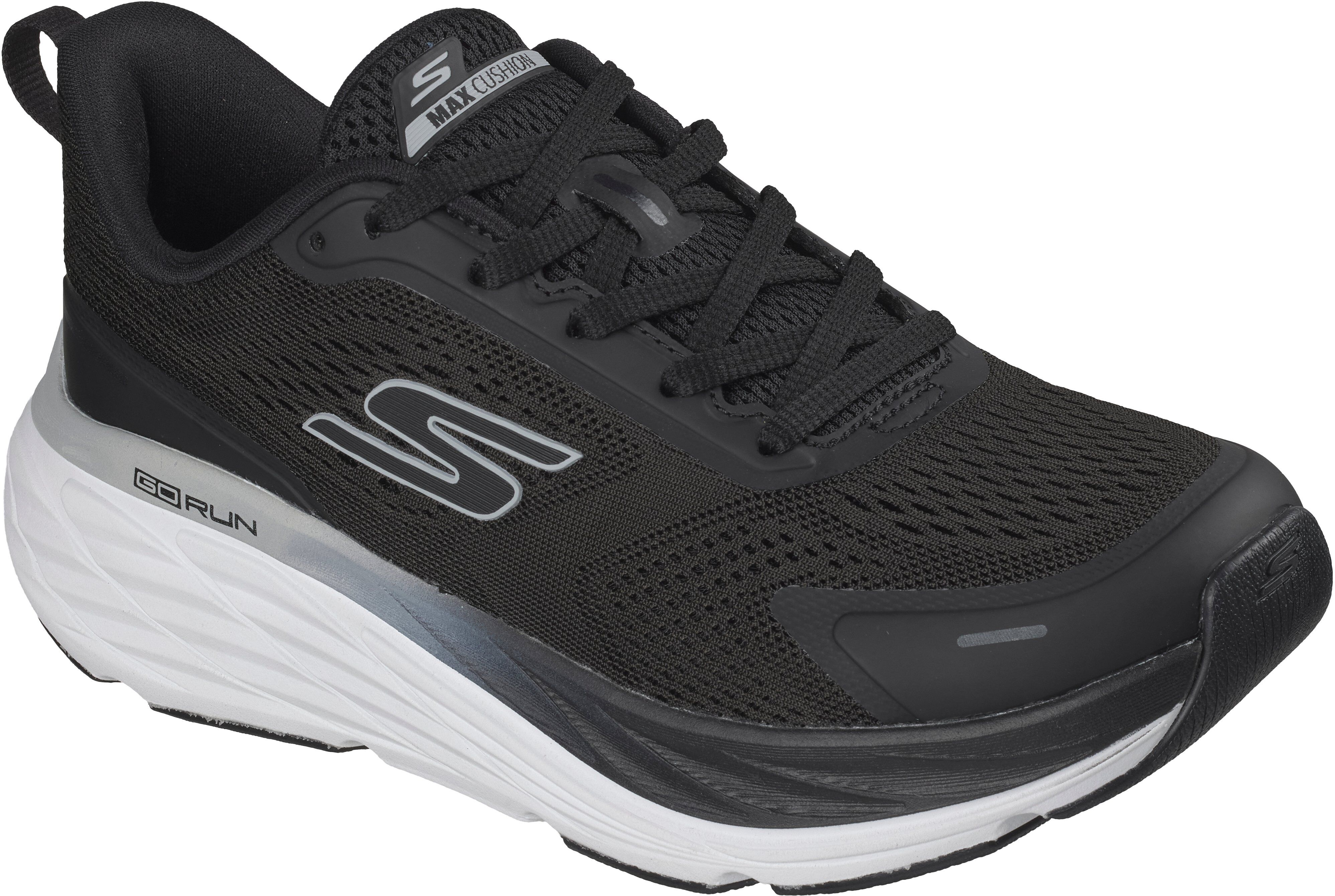 Sneaker SKECHERS "MAX CUSHIONING ELITE 3", Damen, Gr. 40, Textil, schwarz-weiß (schwarz, weiß), Lederimitat, Mesh, Schuhe Sneaker, Laufschuh, Sportschuh, Schnürschuh mit Max Cushioning