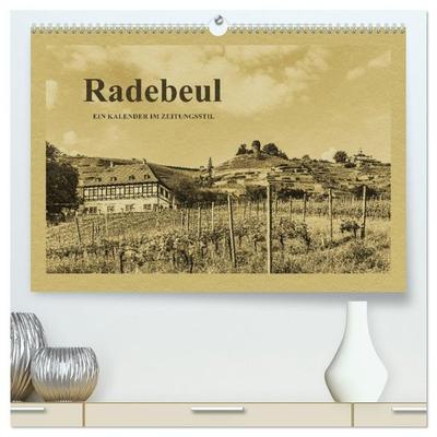 Radebeul - Ein Kalender im Zeitungsstil (hochwertiger Premium Wandkalender 2027 DIN A2 quer), Kunstdruck in Hochglanz