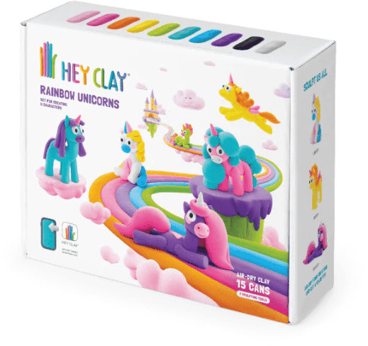 Hey Clay Rainbow Unicorns 15 Can - Art & Crafting Materials for Kids - Ages 3+