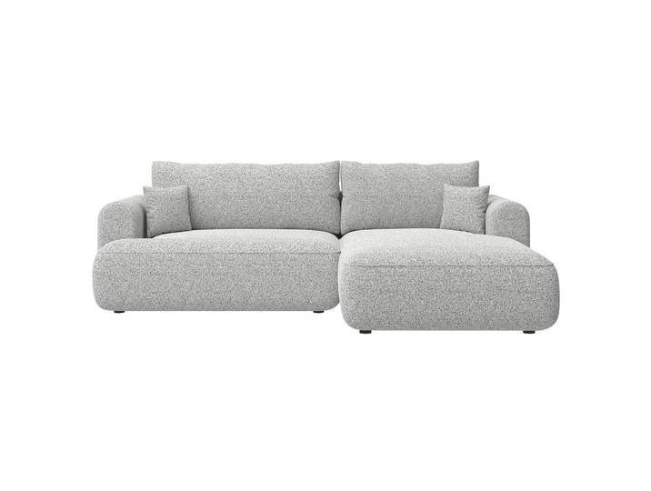 Ecksofa mit Schlaffunktion Ovo, L-förmig, hellgraues Geflecht,