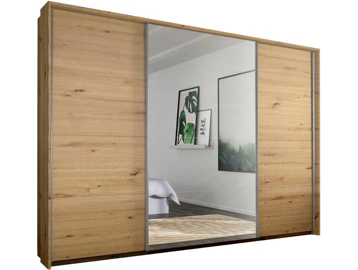 Schwebetürenschrank, Braun, 323x233x64 cm, Holzwerkstoff, 3 Türen, Modern, Rauch