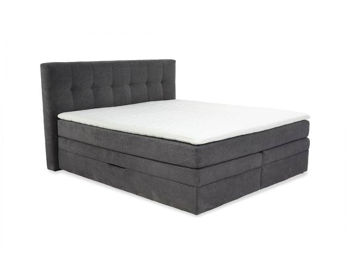 Boxspringbett 180x200 cm H3 Federkernmatratzen Bonell Topper Cord Dunkelgrau / 20038