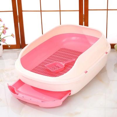 Uplift Treasures Extra Large Semi Closed Cat Litter Box With Drawer pink l 24.817.78.5in