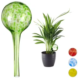 Relaxdays 4 x Bewässerungskugel Glas grün Grün,Transparent
