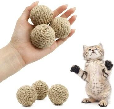 Uplift Picks Handmade Sisal Sounding Cat Ball Toy For Indoor Play 1 Pc