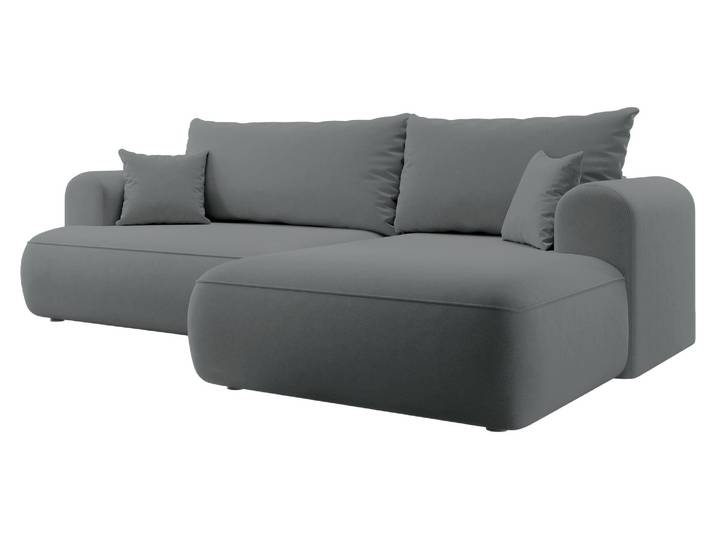 Selsey Ovo – Canapé d'angle convertible\, pouf à droite\, velours gris foncé