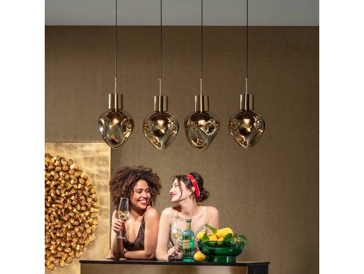 KARE Designer Hängelampe Supernova, dimmbar, messing / gold, für Wohn- / Esszimmer, Glas, Design, Pendelleuchte