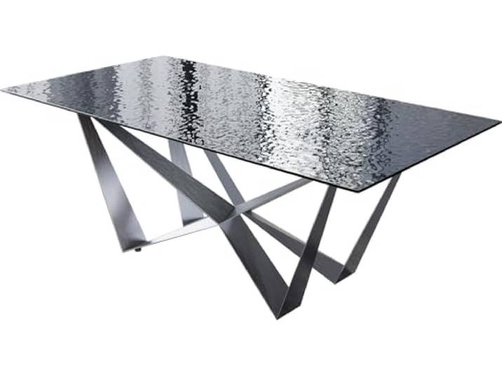 DELIFE Esszimmertisch Edge Reliefglas Rauchschwarz 3D-Design 200x100
