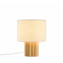 Relaxdays Tischlampe mit Holzfuß Weiß,Hellbraun