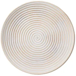 Dekoteller 35cm Holz mit Spiral Muster - Natur / Weiß