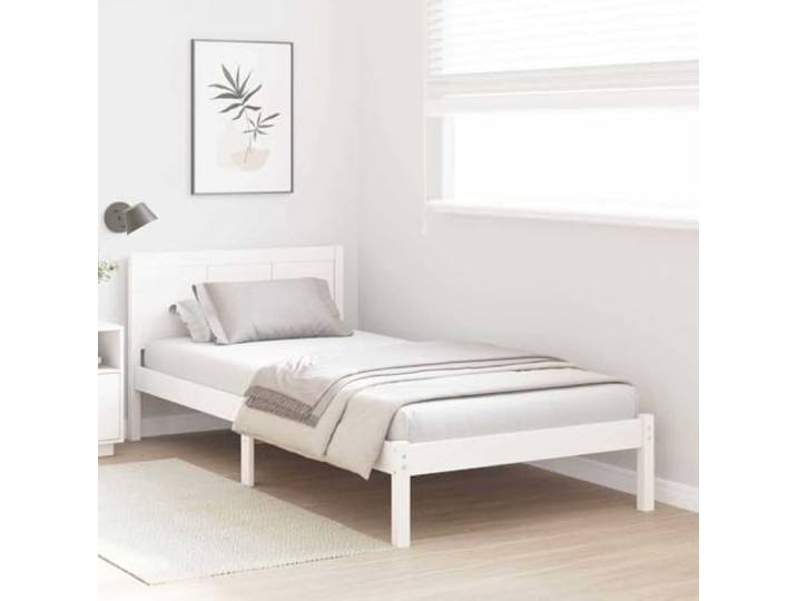 KTHLBRH Bettgestell weiß 90 x 200 cm Massivholz Kiefer Minimalistisches Design, einfache Montage, einfache Wartung, robuste Halterung